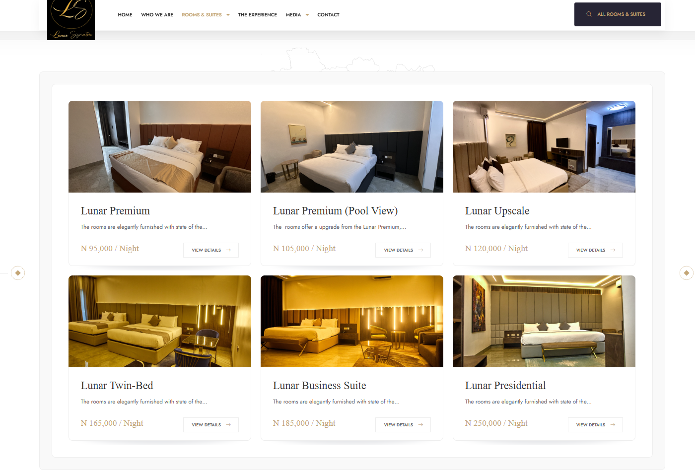 Lunar Signature Hotels - Website & Booking Platform